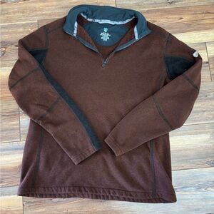 Kuhl Sweater Mens Large Brown Fleece Quarter Zip Pullover Outdoor Hiking Warm